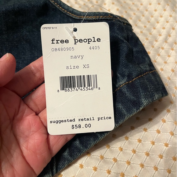 NWT Free People Vest Denim Micro Navy Extra Small - Picture 6 of 7